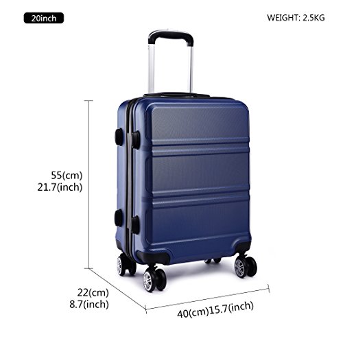 Kono Juego Set 3 Maletas Trolley Rígida ABS Equipajes de Viaje (55cm,66cm,74cm) (Azul Marino, Juego de 3 Piezas)