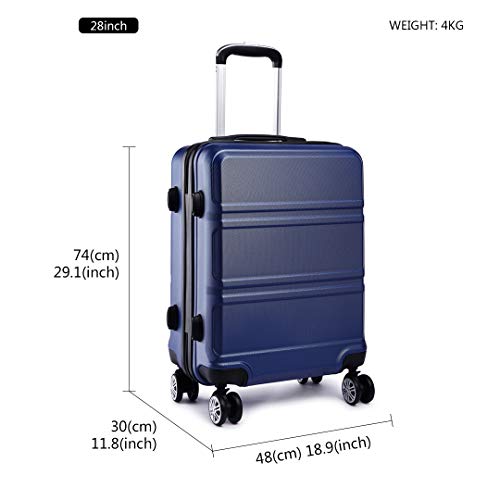 Kono Juego Set 3 Maletas Trolley Rígida ABS Equipajes de Viaje (55cm,66cm,74cm) (Azul Marino, Juego de 3 Piezas)