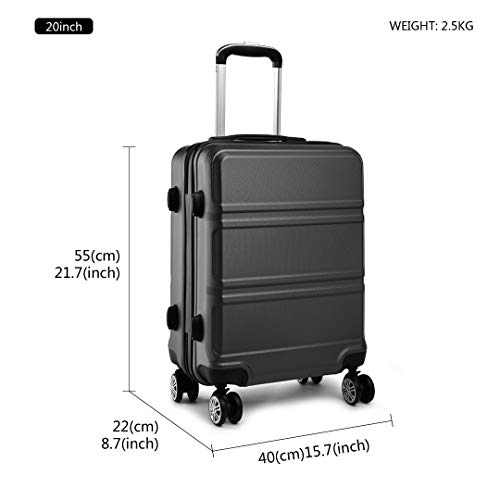 Kono Juego Set 3 Maletas Trolley Rígida ABS Equipajes de Viaje (55cm,66cm,74cm)-Gris