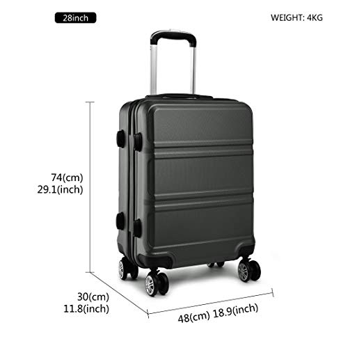 Kono Juego Set 3 Maletas Trolley Rígida ABS Equipajes de Viaje (55cm,66cm,74cm)-Gris