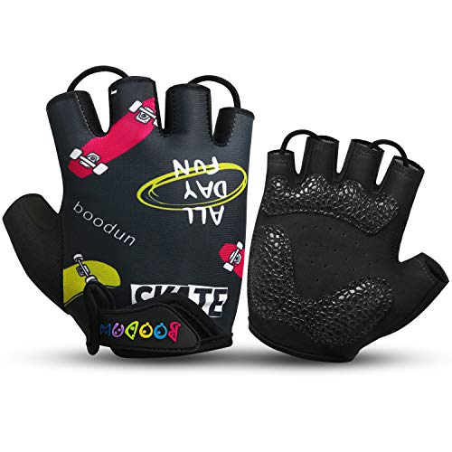 KONVINIT Guantes Bici niño Ciclismo Guantes para Infantil y niños para 2-10 años MTB BMX Medio Dedo Guantes de Ciclismo para Patinaje, Bicicleta de Carretera, Bicicleta de Montaña