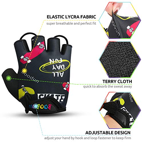 KONVINIT Guantes Bici niño Ciclismo Guantes para Infantil y niños para 2-10 años MTB BMX Medio Dedo Guantes de Ciclismo para Patinaje, Bicicleta de Carretera, Bicicleta de Montaña