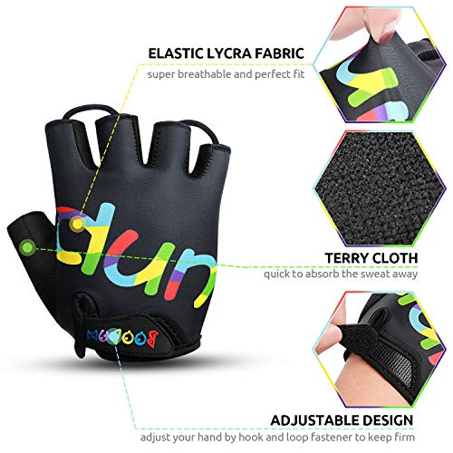 KONVINIT Guantes Bici niño Ciclismo Guantes para Infantil y niños para 2-10 años MTB BMX Medio Dedo Guantes de Ciclismo para Patinaje, Bicicleta de Carretera, Bicicleta de Montaña