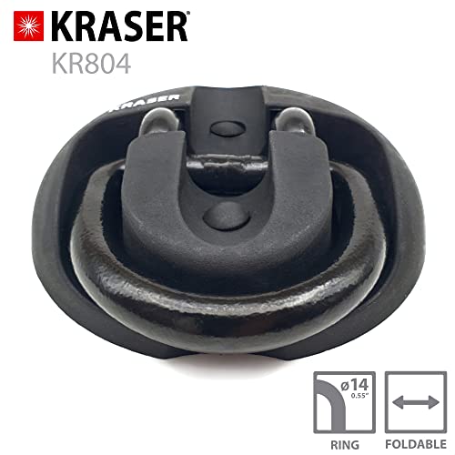 KRASER KR804 Anclaje Seguridad Moto Scooter Bicicleta Fijación de Suelo o Pared, Anilla Basculante Plegable, Antirrobo, Tacos Antitaladro