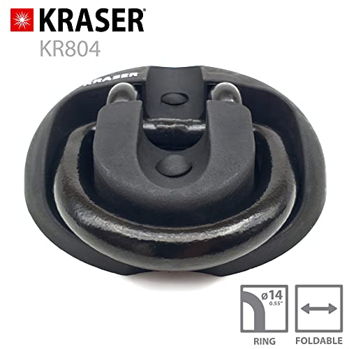 KRASER KR804 Anclaje Seguridad Moto Scooter Bicicleta Fijación de Suelo o Pared, Anilla Basculante Plegable, Antirrobo, Tacos Antitaladro