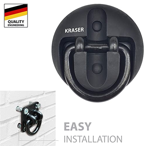 KRASER KR804 Anclaje Seguridad Moto Scooter Bicicleta Fijación de Suelo o Pared, Anilla Basculante Plegable, Antirrobo, Tacos Antitaladro