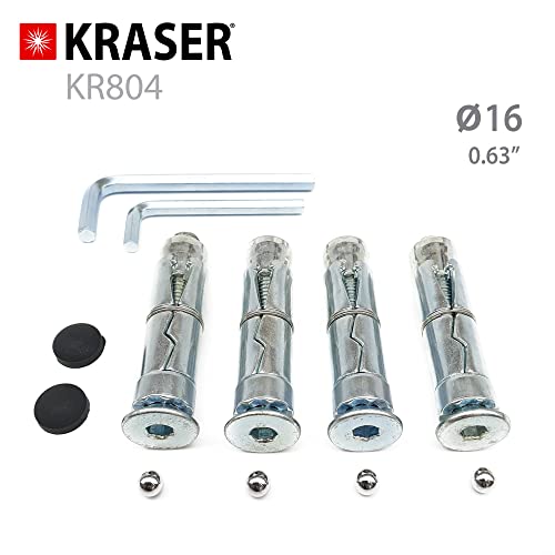 KRASER KR804 Anclaje Seguridad Moto Scooter Bicicleta Fijación de Suelo o Pared, Anilla Basculante Plegable, Antirrobo, Tacos Antitaladro