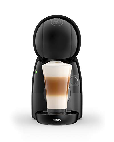 Krups Piccolo XS KP1A3B - Cafetera cápsulas Nestlé Dolce Gusto de 15 bares de presión y 1500 W potencia con depósito de 0.8 L, monodosis multibebidas frías y calientes, manual, compacta, Negro y Gris