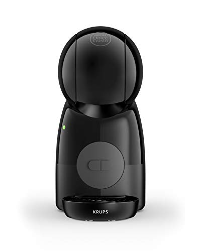 Krups Piccolo XS KP1A3B - Cafetera cápsulas Nestlé Dolce Gusto de 15 bares de presión y 1500 W potencia con depósito de 0.8 L, monodosis multibebidas frías y calientes, manual, compacta, Negro y Gris