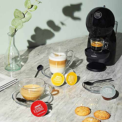 Krups Piccolo XS KP1A3B - Cafetera cápsulas Nestlé Dolce Gusto de 15 bares de presión y 1500 W potencia con depósito de 0.8 L, monodosis multibebidas frías y calientes, manual, compacta, Negro y Gris