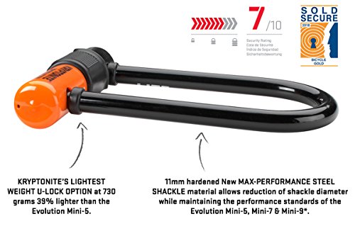 Kryptonite Evolution LITE Mini-6 (7x15, 2cm) Cerradura de bicicleta, naranja, 7 x 15.2 cm