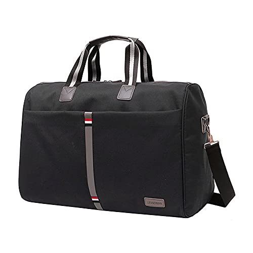 KSIBNW 45L Bolsa de Viaje,Nylon Resistente al Agua Bolsa de Equipaje Duffle Bolsa de Fin de Semana para Pasar la Noche Bolsas,Bolsa de Deporte para Gimnasio con Correa de Hombro Desmontable Negro