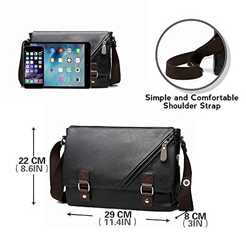 KSIBNW Bolso Hombre Bandolera,Regalo Hombre,Bolsa de Mensajero de Cuero Bandolera Bolsa Lateral Bolso de Hombro Informal para Uso Diario en la Escuela de Negocios de Bolsa de Trabajo Cercanías Negro