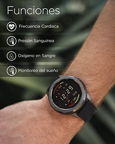 KSIX Reloj Inteligente Eclipse para Mujer Multideporte. Smartwatch Táctil 1.28” IPS Impermeable con Bluetooth. Pulsera de Actividad con Pulsómetro, Medidor de Presión Arterial y Oxígeno en Sangre