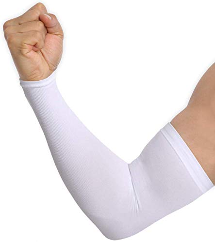 Ksnnrsng Mangas del Brazo Mangas Enfriamiento de Protección UV Largo Mangas de Sol para Deportes Ciclismo Baloncesto Corriendo Golf para Mujer Hombre (Blanco)