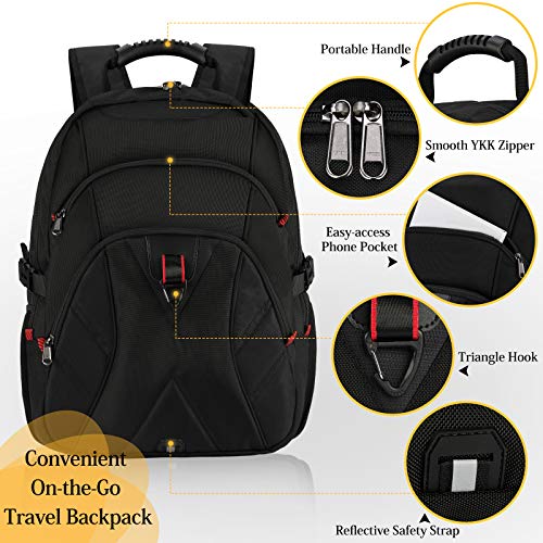 KTMOUW Mochila Portatil 17.3 Pulgadas Hombre Impermeable Mochilas Puerto USB 17 Pulgadas Trabajo Ordenador Viaje Negocio Multifuncional Mochila Daypacks Negro-18.4inch