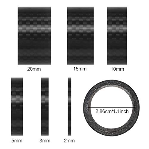 Kulannder Espaciador de Bicicleta，12 Piezas,Espaciador para Vástago de Bicicleta Espaciador de Auriculares de Bicicleta,Espaciador de Carbono Completo para Bicicletas de Montaña