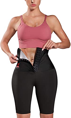 KUMAYES Pantalones adelgazantes para mujer con cintura alta y mallas anticelulíticas para fitness, yoga, fitness, Negro, M