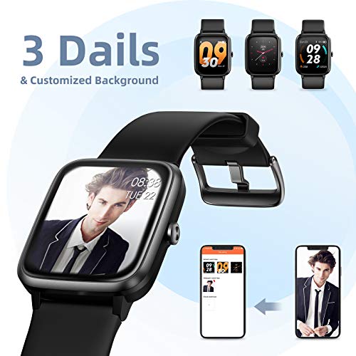 KUNGIX Smartwatch, Reloj Inteligente Impermeable Táctil Completa 5ATM con Podómetro Caloría GPS, Pulsera de Actividad Inteligente con Monitor de Sueño Pulsómetro, para Hombre Mujer niños