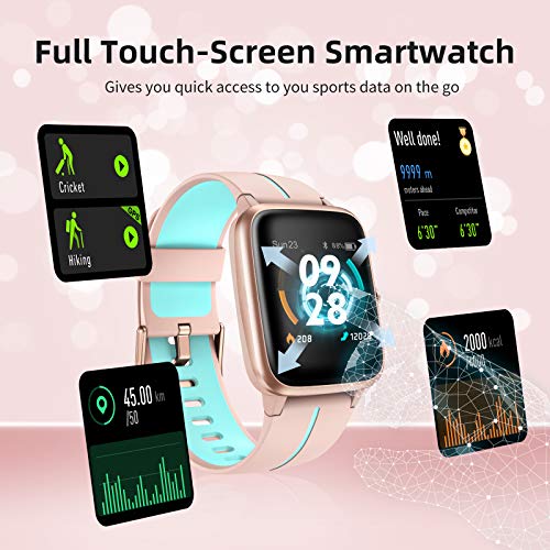 KUNGIX Smartwatch, Reloj Inteligente Impermeable Táctil Completa 5ATM con Podómetro Caloría GPS, Pulsera de Actividad Inteligente con Monitor de Sueño Pulsómetro, para Hombre Mujer niños