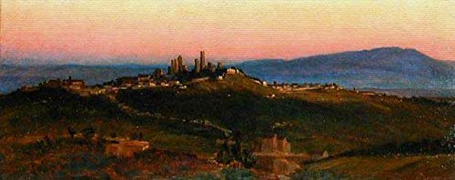 Kunst für Alle Cuadro en Lienzo: Edith Ridley Corbet View of San Gimignano 1898" - Impresión artística, Lienzo en Bastidor, 100x40 cm
