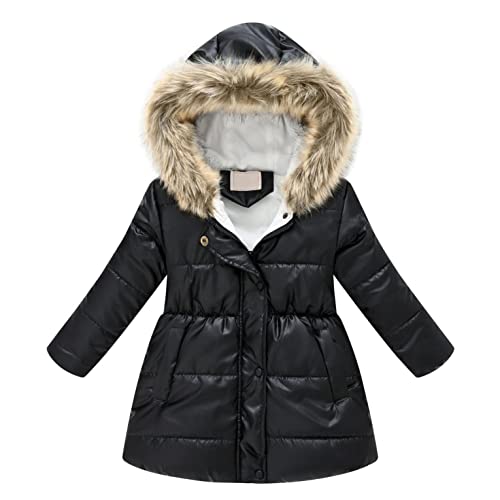 Kushuang Chaqueta de plumón para bebé, Chaqueta de Invierno para niña, Chaqueta de Punto con Capucha, Ropa Infantil, Abrigo Grueso de Forro Polar, Capucha cálida, 2-11 años