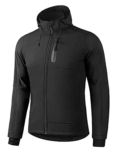 KUTOOK Chaqueta Cortavientos Hombre Chaqueta Softshell Invierno Impermeable con Capucha Extraíble para Trekking Senderismo Escalada Running Las Actividades Al Aire Libre y El Uso Cotidiano(M)