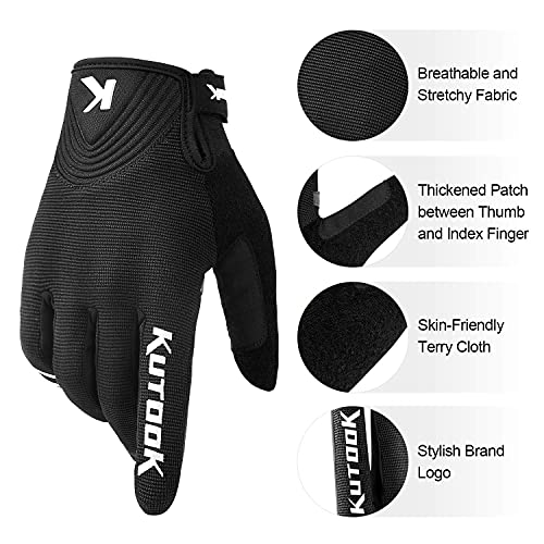 KUTOOK Guantes Bicicleta De Pantalla Táctil Hombre Mujer con Acolchado Gel, Guantes Ciclismo MTB Ciclista Bici Bicicleta Montaña Carretera (Negro,2XL)