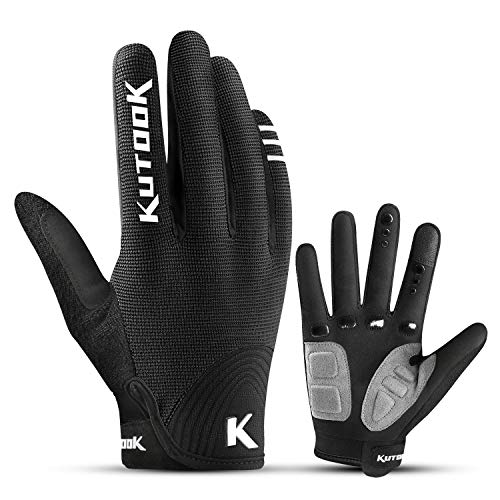 KUTOOK Guantes Bicicleta De Pantalla Táctil Hombre Mujer con Acolchado Gel, Guantes Ciclismo MTB Ciclista Bici Bicicleta Montaña Carretera (Negro,2XL)