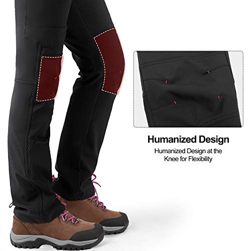 KUTOOK Pantalones Softshell Trekking Mujer con Forro Polar Pantalón Senderismo Montaña Escalada Repele El Agua y Seca Rápido para Otoño Invierno(HP312)