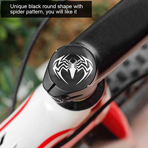 Kuuleyn Tapas Negras para Auriculares de Bicicleta, patrón de araña clásico, práctica Funda para Auriculares, aleación de Aluminio, Cubiertas de Tornillos para Manillar de Bicicleta (Patrón de araña)