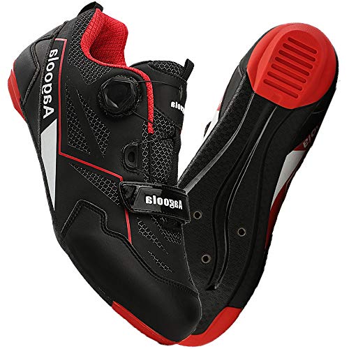 KUXUAN Hombre Bicicleta de Carretera Calzado de Ciclismo,Profesional Autoblocante Ultraligero Al Aire Libre Impermeable Bicicleta de Carrera Calzado Deportivo Asistido,Black-45EU=(275mm)