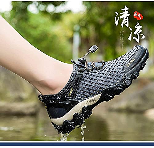 KUXUAN Verano 2021 Zapatos de Senderismo para Hombre - Calzado Deportivo Casual Zapatos de Malla Hueca Al Aire Libre - Malla Transpirable,Blue-45EU