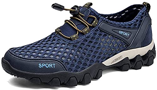 KUXUAN Verano 2021 Zapatos de Senderismo para Hombre - Calzado Deportivo Casual Zapatos de Malla Hueca Al Aire Libre - Malla Transpirable,Blue-45EU