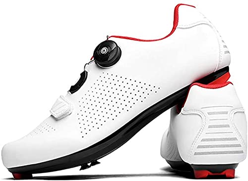 KUXUAN Zapatillas de Bicicleta de Carretera 2021 para Mujer Zapatillas de Ciclismo para Interior Zapatillas de Ejercicio Compatibles con SPD/SPD-SL para Mujer,White-7UK=(255mm)=41EU