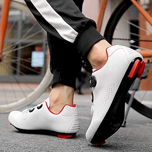 KUXUAN Zapatillas de Bicicleta de Carretera 2021 para Mujer Zapatillas de Ciclismo para Interior Zapatillas de Ejercicio Compatibles con SPD/SPD-SL para Mujer,White-7UK=(255mm)=41EU