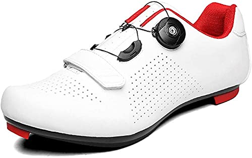 KUXUAN Zapatillas de Bicicleta de Carretera 2021 para Mujer Zapatillas de Ciclismo para Interior Zapatillas de Ejercicio Compatibles con SPD/SPD-SL para Mujer,White-7UK=(255mm)=41EU