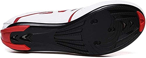 KUXUAN Zapatillas de Bicicleta de Carretera para Hombre Zapatillas de Ciclismo Transpirables Antideslizantes, Zapatillas Deportivas de Triatlón con Autobloqueo,White-5UK=(240mm)=38EU