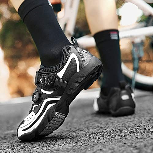 KUXUAN Zapatillas de Ciclismo Hombre Mujer Zapatillas de Ciclismo de Carretera sin candados Zapatillas de Ciclismo de montaña Ligeras y Transpirables,Black-43EU