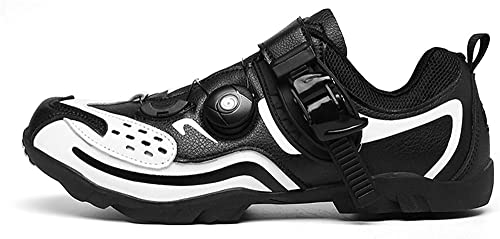 KUXUAN Zapatillas de Ciclismo Hombre Mujer Zapatillas de Ciclismo de Carretera sin candados Zapatillas de Ciclismo de montaña Ligeras y Transpirables,Black-43EU