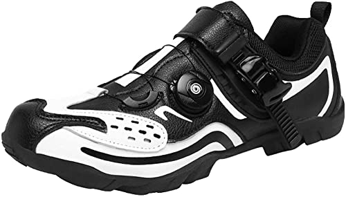 KUXUAN Zapatillas de Ciclismo Hombre Mujer Zapatillas de Ciclismo de Carretera sin candados Zapatillas de Ciclismo de montaña Ligeras y Transpirables,Black-43EU