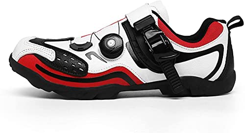 KUXUAN Zapatillas de Ciclismo Hombre Mujer Zapatillas de Ciclismo de Carretera sin candados Zapatillas de Ciclismo de montaña Ligeras y Transpirables,White-41EU