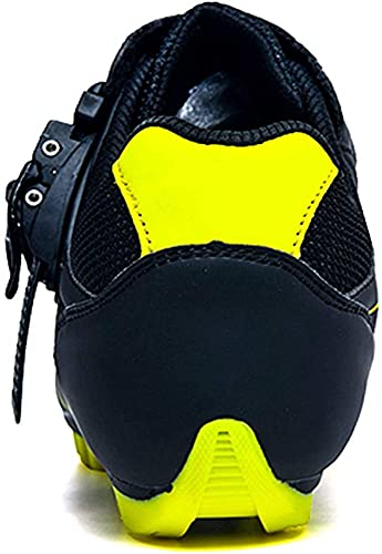 KUXUAN Zapatillas de Ciclismo MTB para Hombre Zapatillas de Bicicleta de Montaña SPD Zapatillas de Ciclismo Al Aire Libre Transpirables con Tacos SPD,Yellow-11UK=(275mm)=45EU