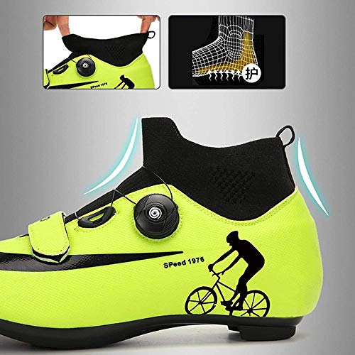 KUXUAN Zapatillas De Ciclismo MTB para Hombre,Zapatillas De Ciclismo De Montaña con Candados Zapatillas Deportivas De Invierno para Hombres Y Mujeres/Suelas De Nailon,Black-EU44