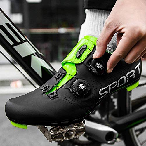 KUXUAN Zapatillas de Ciclismo Zapatillas de Ciclismo de Carretera para Hombre y Mujer - con Zapatillas de Bicicleta con Pedal SPD y Delta Lock,Black-42