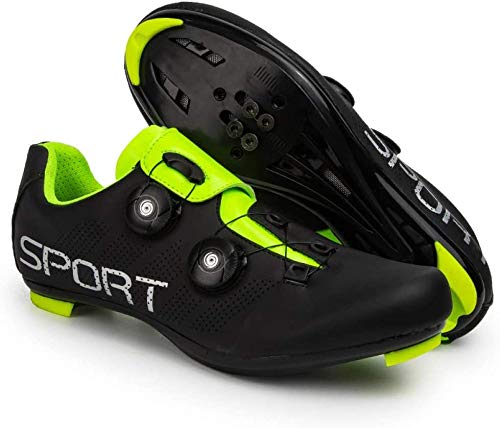 KUXUAN Zapatillas de Ciclismo Zapatillas de Ciclismo de Carretera para Hombre y Mujer - con Zapatillas de Bicicleta con Pedal SPD y Delta Lock,Black-42