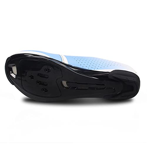 KUXUAN Zapatos de Ciclismo para Hombres Mujeres Zapatos de Ciclismo de Carretera,Zapatos de pelotón,Tacos Transpirables,compatibles con SPD Look Delta,Zapatos de Ciclismo para Interiores,Blue-39EU