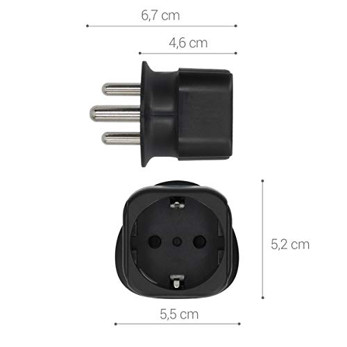 kwmobile 2X Adaptador de Viaje Tipo M - Set de adaptadores para Usar en Sudáfrica India Nepal etc. - Travel Plug para aparatos de España y UE Negro