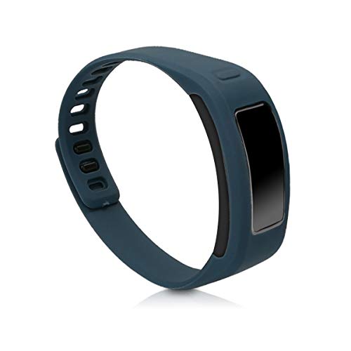 kwmobile 2X Brazalete Compatible con Garmin Vivofit - Pulsera de TPU para Fitness Tracker en Negro/Azul Oscuro