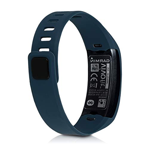 kwmobile 2X Brazalete Compatible con Garmin Vivofit - Pulsera de TPU para Fitness Tracker en Negro/Azul Oscuro